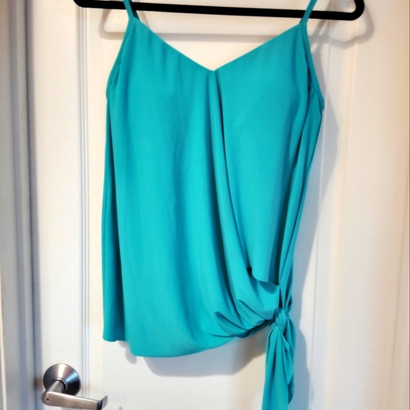 MAGICSUIT LAYERED TEAL FULL BRA TANKINI TOP SIZE 8 NWOT SIDE TIE RESORT VACATION - Picture 2 of 7